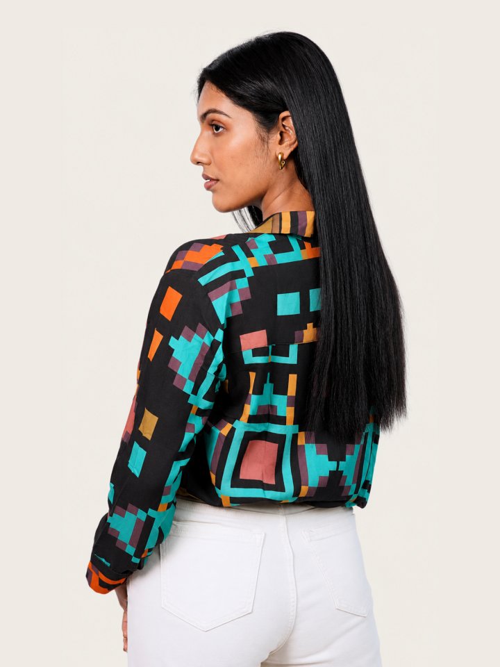 Multi color Geometry pattern cropped top-03