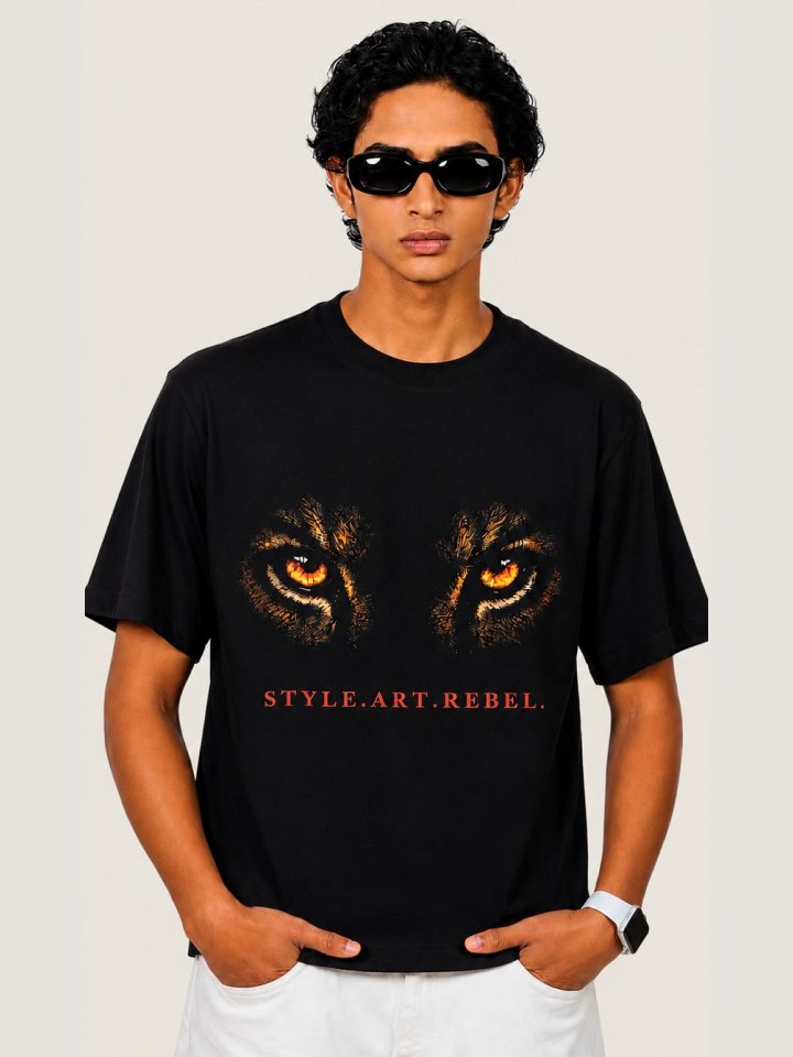 Tiger Gaze Black Tee