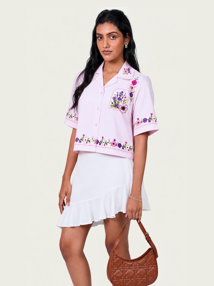 Baby Pink Floral Embroidery crop Top-02