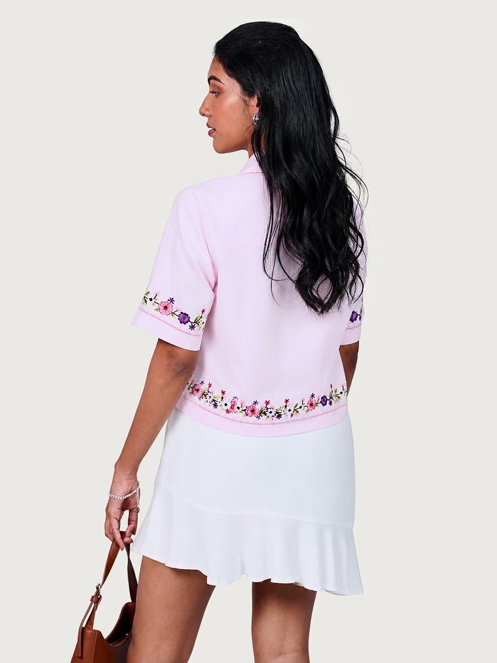 Baby Pink Floral Embroidery crop Top-03