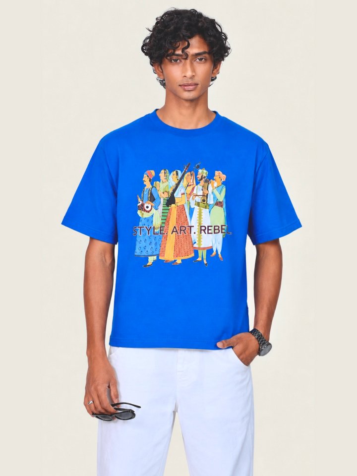 Mehfil Electric Blue Art Tee