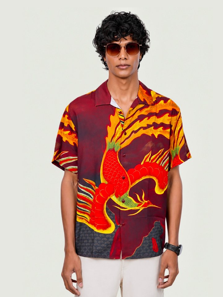 Phoenix Flight Burgundy Camp Shirt
